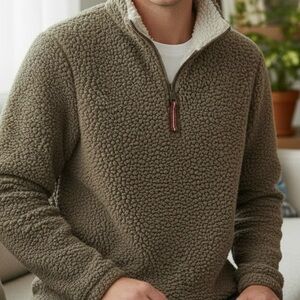 Southern Marsh Appalachian Pile Quarter Zip Pull Over Lt Brown Fleece Jacket S